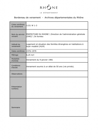 Logement et situation des familles étrangères en habitations à loyer modéré (HLM).