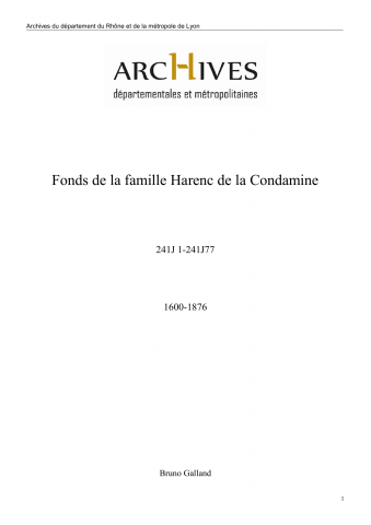 241J - Fonds de la famille Harenc de la Condamine