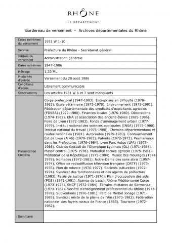 Administration générale.