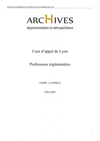 5390W - Cour d'appel de Lyon - Professions réglementées