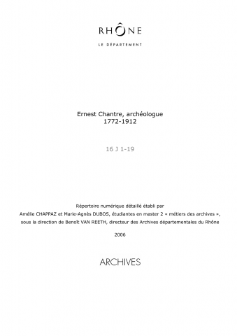 Correspondance reçue par Ernest Chantre. ​
