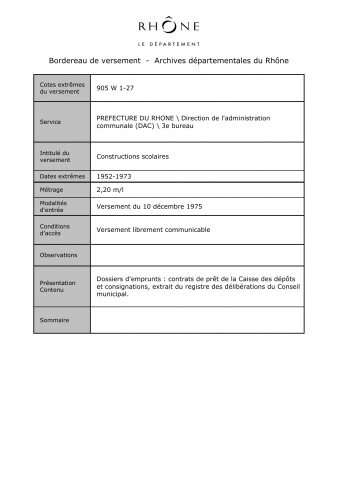 Constructions scolaires et sportives.