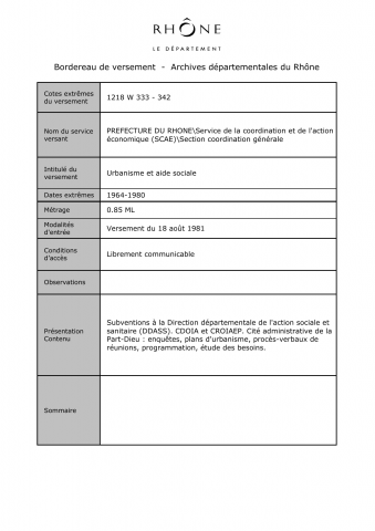 Urbanisme et aide sociale.