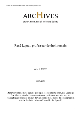 Mélanges offerts au Professeur Falletti, Annales de la Faculté de droit et des sciences économiques de Lyon, 1971-II.