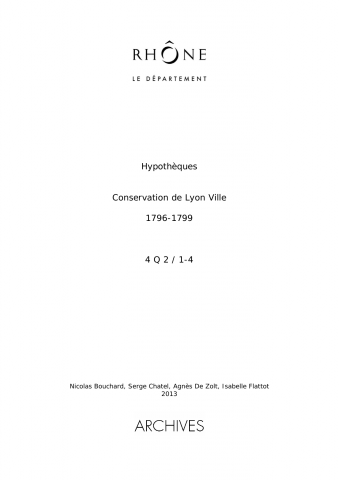 Conservation des Hypothèques de Lyon Ville.