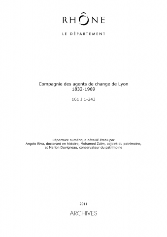 Compagnie des agents de change de Lyon.