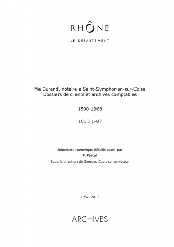Archives de l'étude notariale de Saint-Symphorien-sur-Coise.