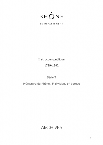 Enseignement, fonds de la préfecture