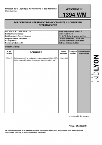 Budgets et comptes administratifs.