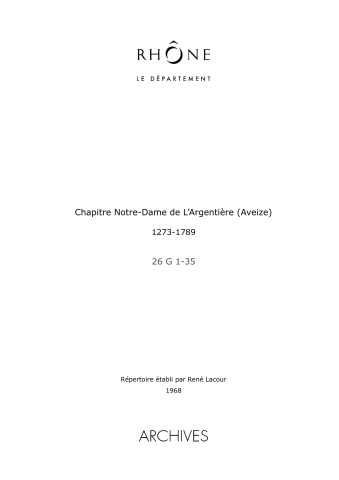 Chapitre Notre-Dame de l'Argentière.