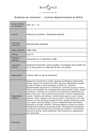 Administration générale.