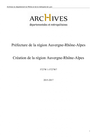 5727W - Préfecture de la région Auvergne-Rhône-Alpes - Création de la région Auvergne-Rhône-Alpes