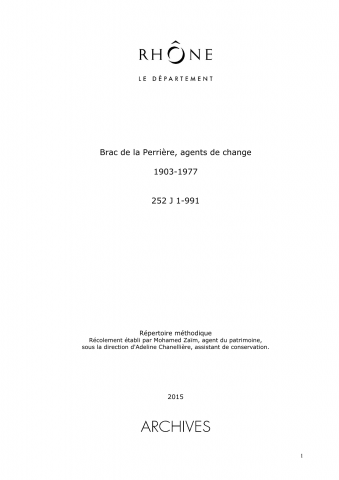 252J - Archives de Brac de la Perrière, agents de change