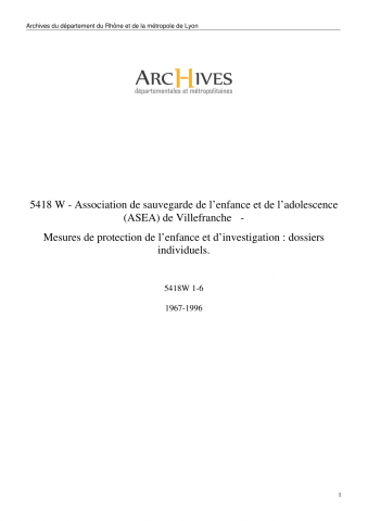 Mesures de protection de l'enfance et d'investigation : dossiers individuels.
