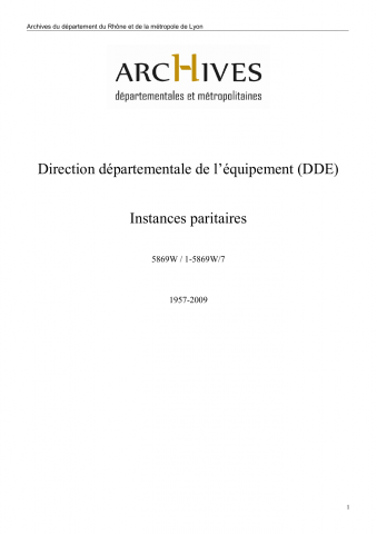 5869W - Direction départementale de l'équipement (DDE) - Instances paritaires