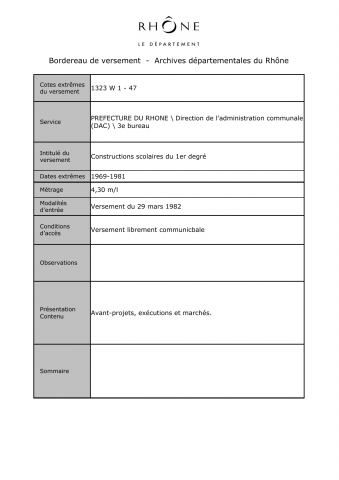 Constructions scolaires du 1er degré.