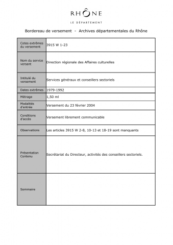 Affaires culturelles.