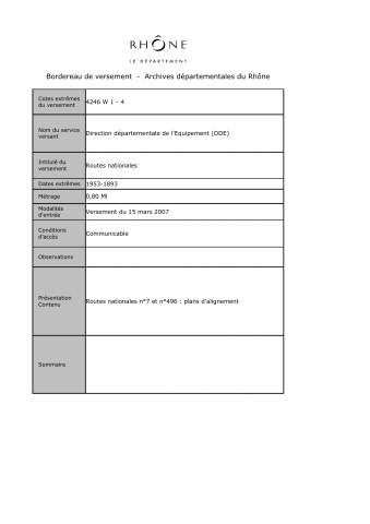 Routes nationales n° 7 et n° 496.