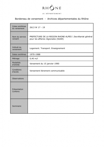 Logement. Transport. Enseignement.