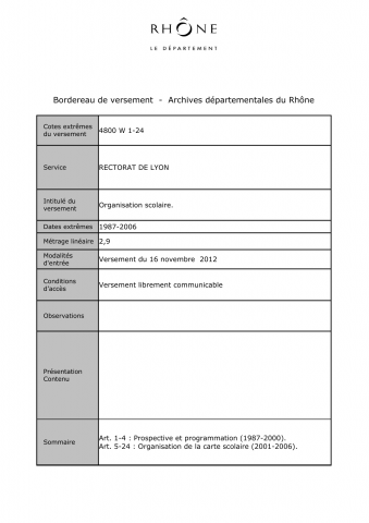 Organisation scolaire.