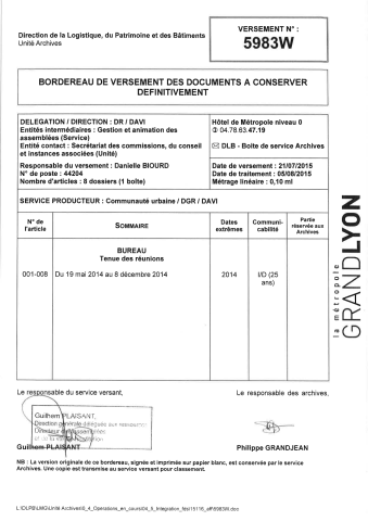 Bureau, préparation et tenue des réunions.