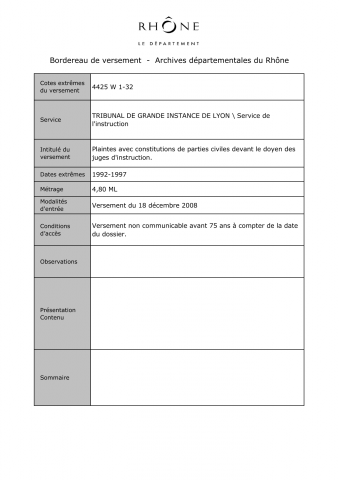 Plaintes avec constitutions de parties civiles devant le doyen des juges d'instruction.