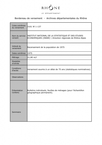 Recensement de population de 1975.