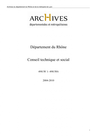4981W - Département du Rhône - Conseil technique et social