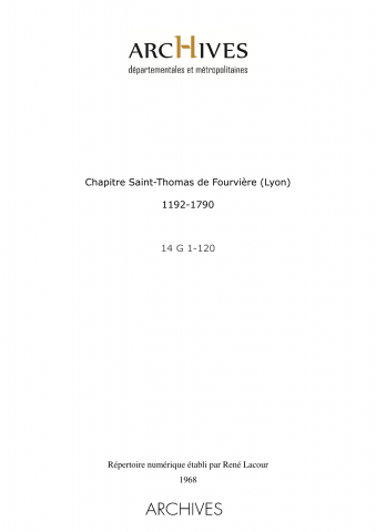 Chapitre Saint-Thomas-de-Fourvière de Lyon.