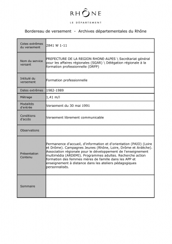 Formation professionnelle.