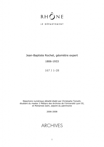 Archives de Jean-Baptiste Rochet, géomètre.