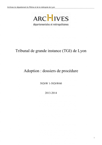 5826W - Tribunal de grande instance (TGI) de Lyon - Adoption : dossiers de procédure