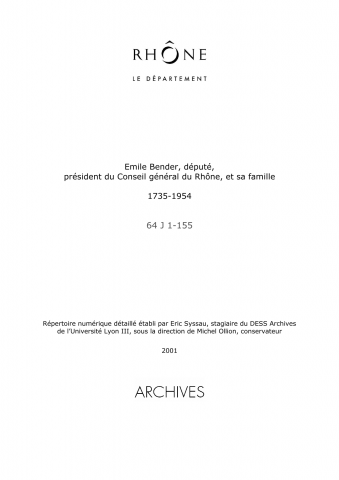 Archives d'Emile Bender, homme politique.