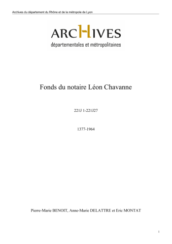 221J - Fonds du notaire Léon Chavanne