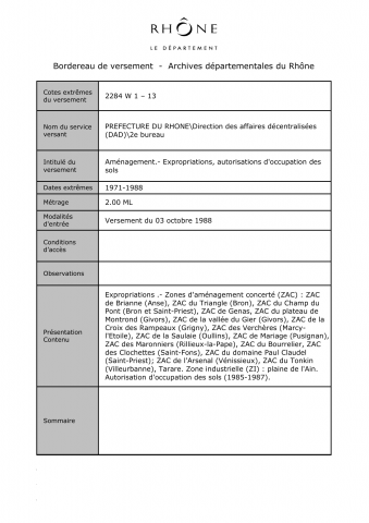 Zones d'aménagement concerté (ZAC).