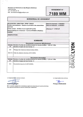 Instances métropolitaines, pilotage.