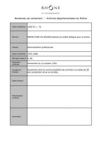 Administration préfectorale.