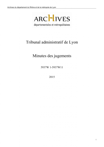5937W - Tribunal administratif de Lyon - Minutes des jugements