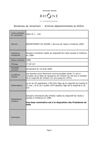 Aide sociale à l'enfance.