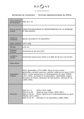 Jeunesse, sports et vie associative.