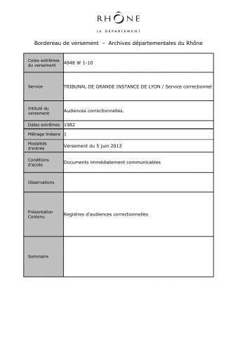 Registres d'audiences correctionnelles.