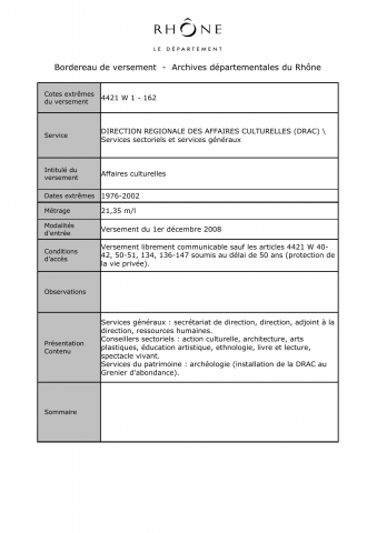 Affaires culturelles.