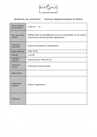 Action économique et équipement.