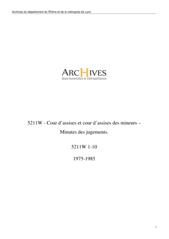 Cour d'assises et cour d'assises des mineurs : minutes des jugements.