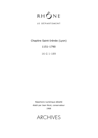 Chapitre Saint-Irénée de Lyon.