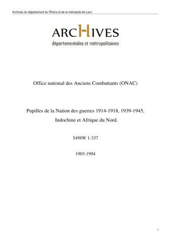 Pupilles de la Nation des guerres 1914-1918, 1939-1945, Indochine et Afrique du Nord.