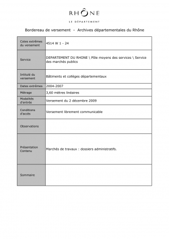 Bâtiments et collèges départementaux, marchés de travaux.