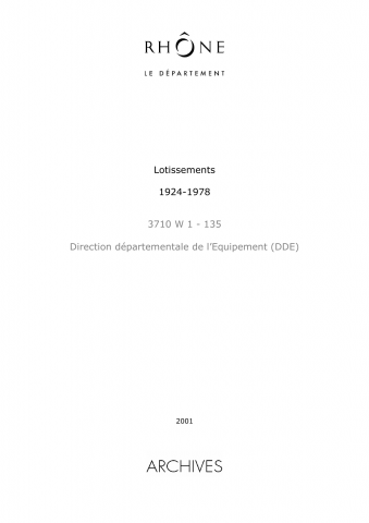 3710W - Direction départementale de l'équipement (DDE) - Lotissements