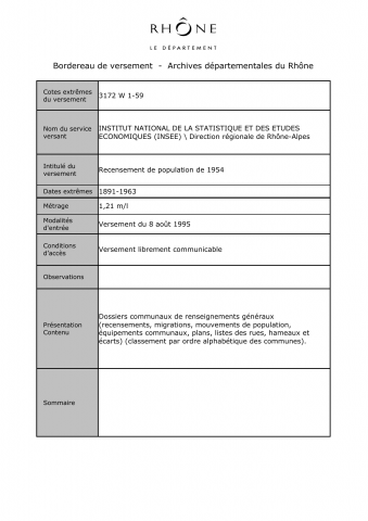 Recensement de population.