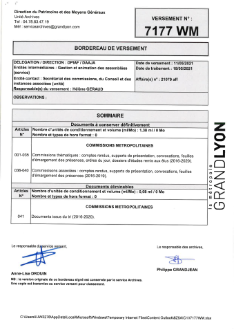 Commissions métropolitaines. - Commissions thématiques et commissions associées, tenue des séances.